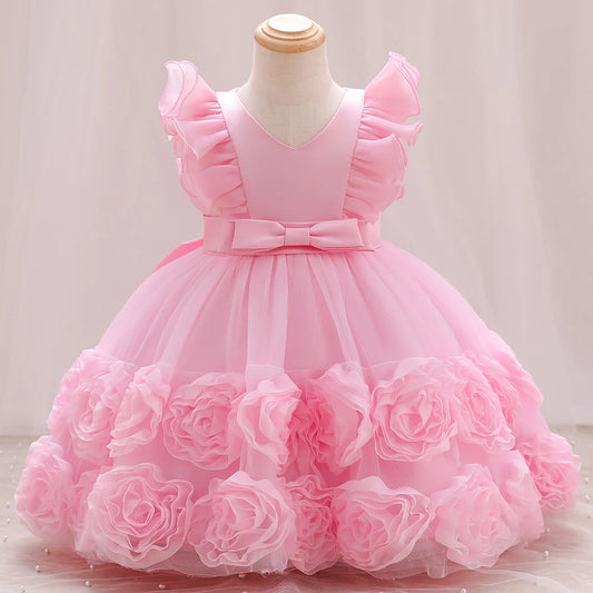 Kids Flower Birthday Dress For Toodler Elegant Wedding Dress