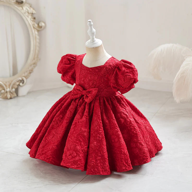 M127 6-24-Months 1-6 Years Cute 3D Pattern Bow Baby Girl Dress Birthday Party Wedding Dress For Girl Palace Princess Evening Dresses