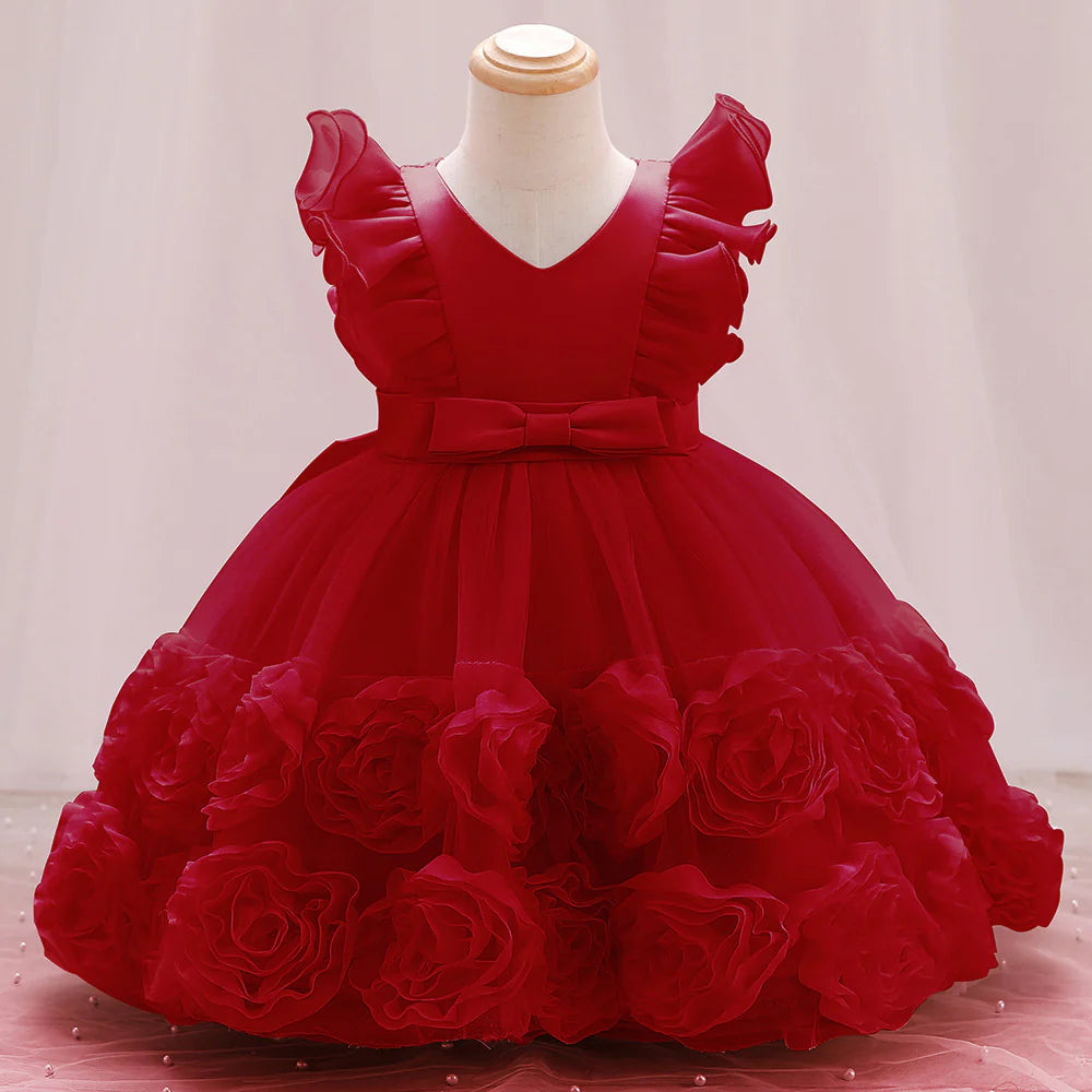 Kids Flower Birthday Dress For Toodler Elegant Wedding Dress