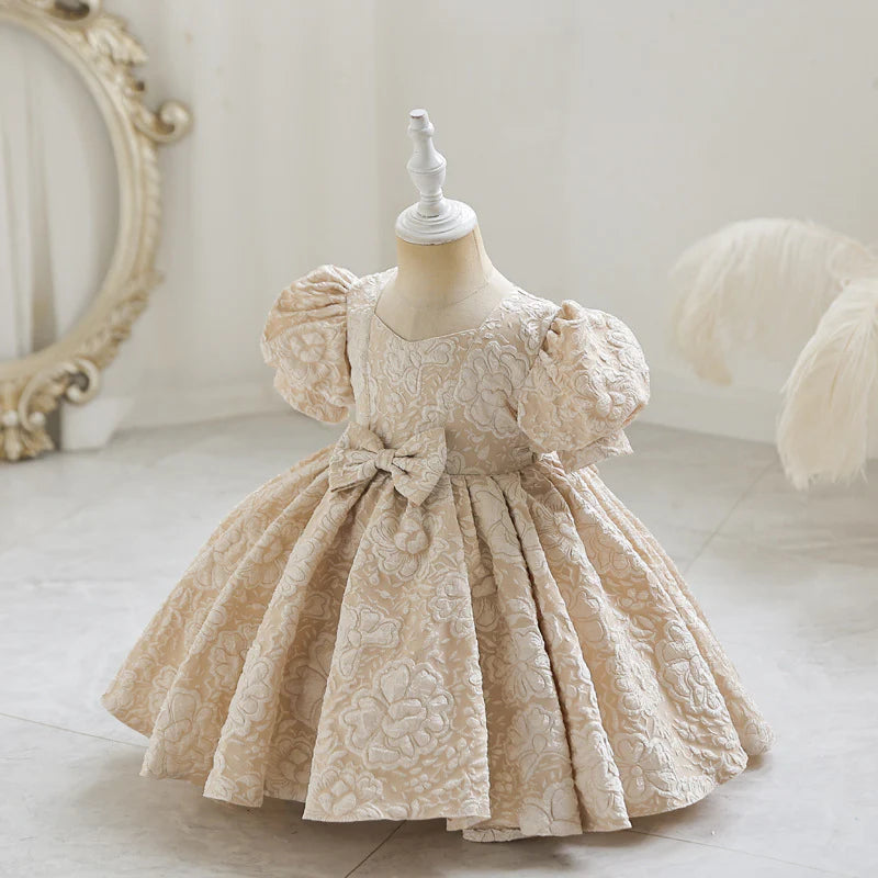 M127 6-24-Months 1-6 Years Cute 3D Pattern Bow Baby Girl Dress Birthday Party Wedding Dress For Girl Palace Princess Evening Dresses