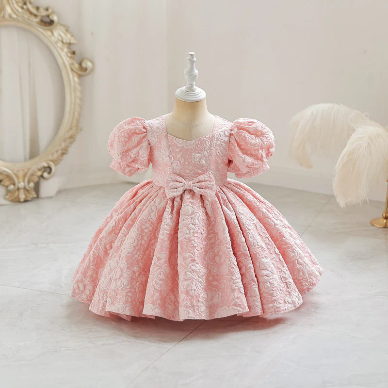 M127 6-24-Months 1-6 Years Cute 3D Pattern Bow Baby Girl Dress Birthday Party Wedding Dress For Girl Palace Princess Evening Dresses