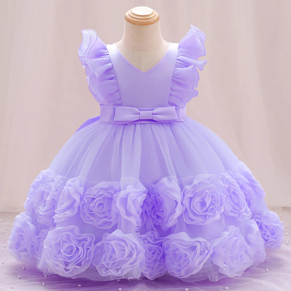 Kids Flower Birthday Dress For Toodler Elegant Wedding Dress