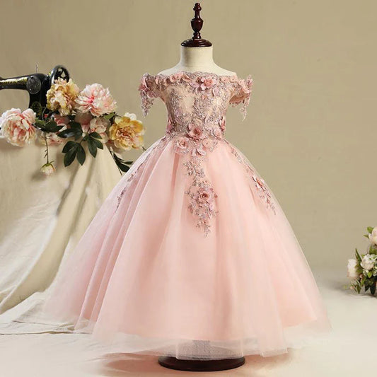 FLOWER GIRL DRESS GIRL EMBROIDERY BIRTHDAY PARTY PAGEANT FORMAL DRESSES