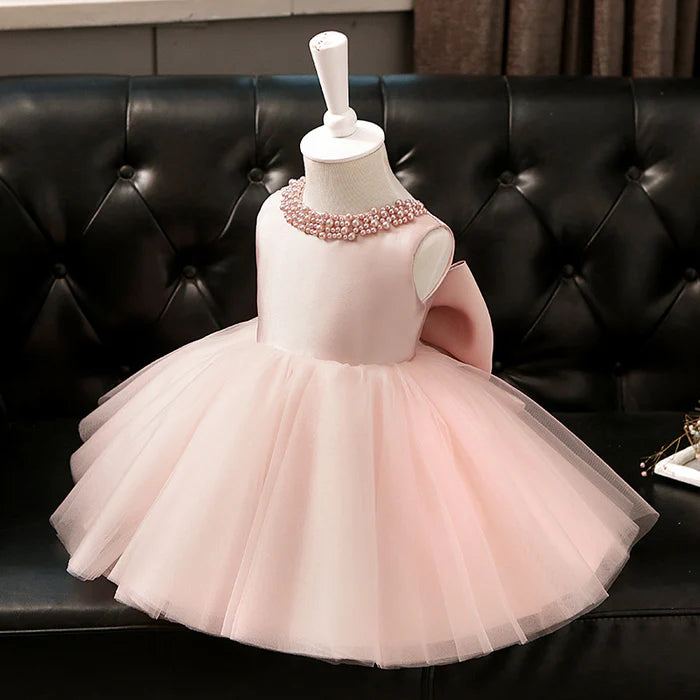 BABY GIRL PRINCESS DRESS PINK BEADWORK PUFFY GIRL DRESS