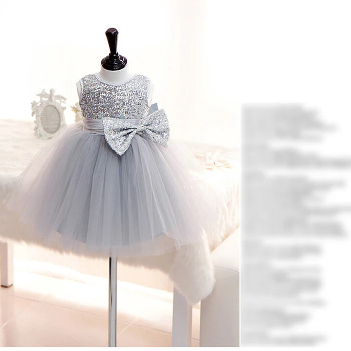 GIRL FORMAL PRINCESS DRESSES BABY GIRL GRAY SEQUIN SLEEVELESS PUFFY BIRTHDAY PARTY DRESSES TODDLER BALL GOWNS PROM DRESS