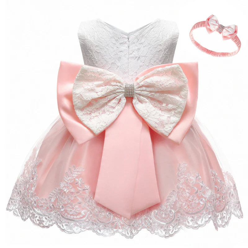 BABY GIRL BIRTHDAY PARTY DRESSES GIRL LACE EMBROIDERY BOW-KNOT DRESS TODDLER PROM DRESS