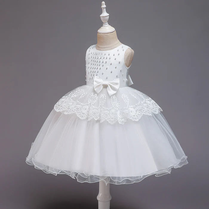 GIRL CHRISTMAS DRESS BABY GIRL BIRTHDAY PARTY DRESSES TODDLER ROUND-NECK BEADED PUFFY PROM DRESS