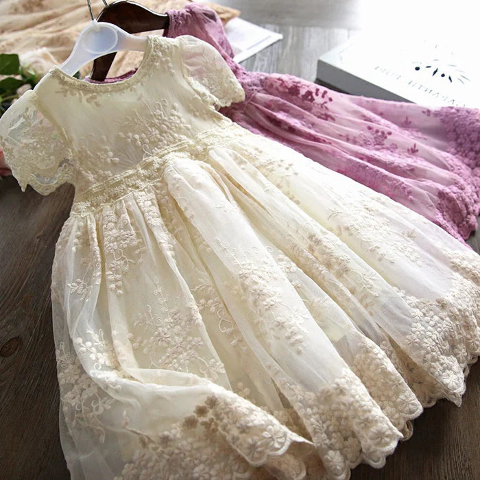 FLOWER GIRL DRESS KIDS SUMMER MESH TULLE BIRTHDAY PARTY PRINCESS DRESS GIRLS PAGEANT DRESSES