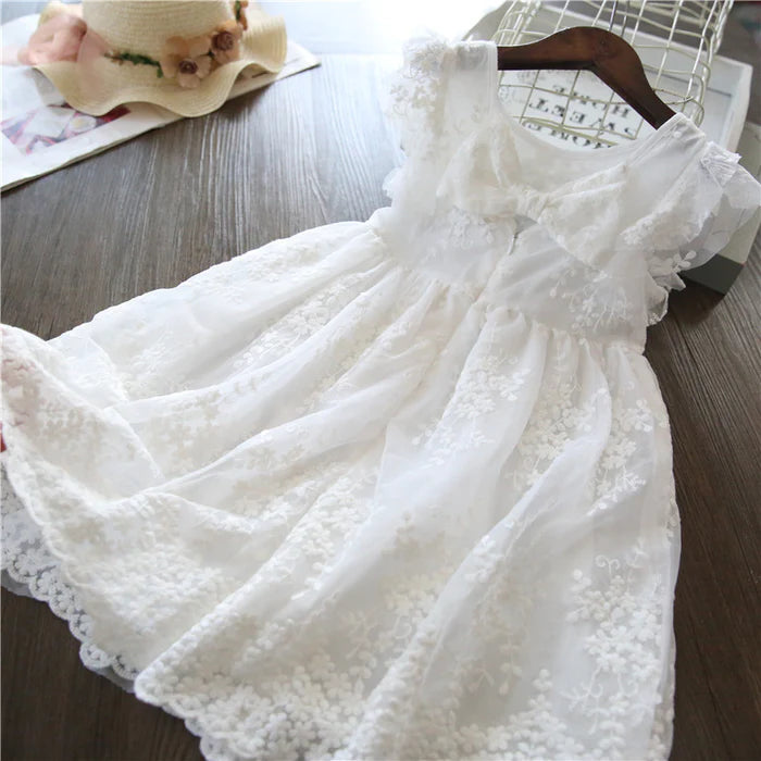 BABY GIRL SUMMER EMBROIDERED LACE MESH FLOWER GIRL DRESS BIRTHDAY PRINCESS DRESS