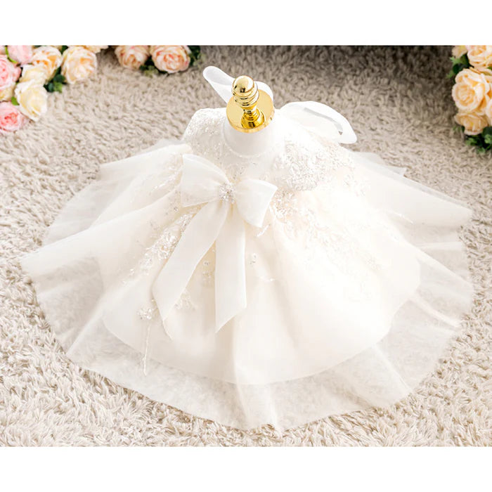 TODDLER FORMAL PRINCESS DRESS BABY GIRL WHITE FLOWER GIRL DRESS GIRL BIRTHDAY PARTY DRESSES