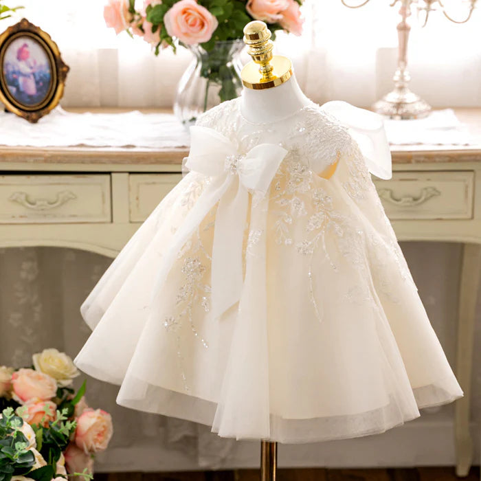 TODDLER FORMAL PRINCESS DRESS BABY GIRL WHITE FLOWER GIRL DRESS GIRL BIRTHDAY PARTY DRESSES