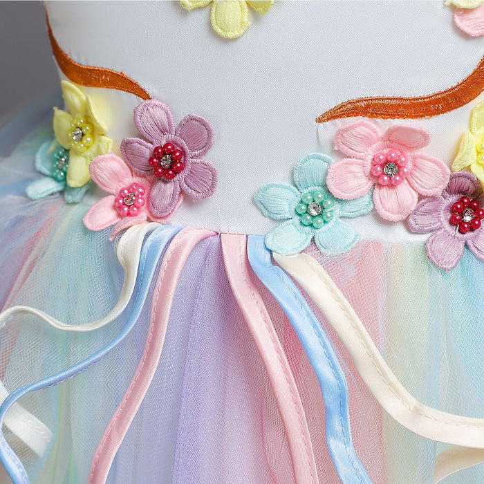 BABY GIRL AND TODDLER PRINCESS DRESS SUMMER RAINBOW FLOWER GIRL DRESS CHRISTMAS PAGEANT DRESS