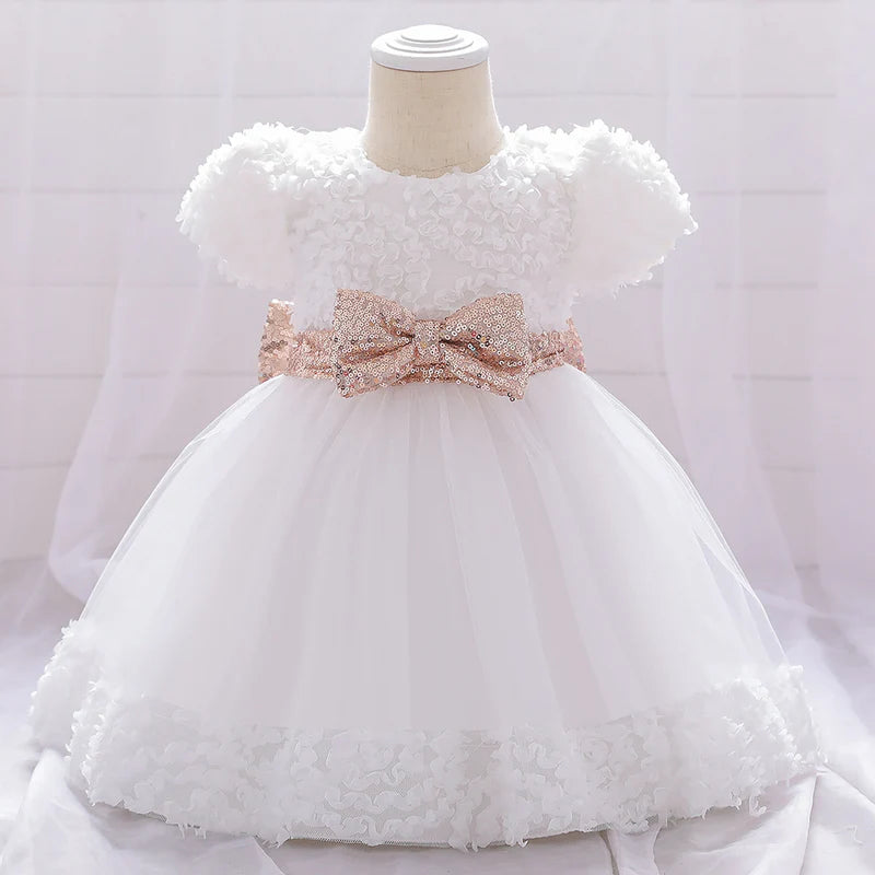 BABY GIRLS BIRTHDAY PARTY DRESSES INFANT CUTE BOW FLUFFY FORMAL PRINCESS DRESS