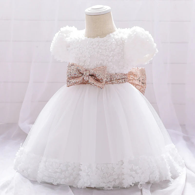 BABY GIRLS BIRTHDAY PARTY DRESSES INFANT CUTE BOW FLUFFY FORMAL PRINCESS DRESS