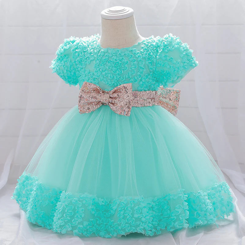 BABY GIRLS BIRTHDAY PARTY DRESSES INFANT CUTE BOW FLUFFY FORMAL PRINCESS DRESS