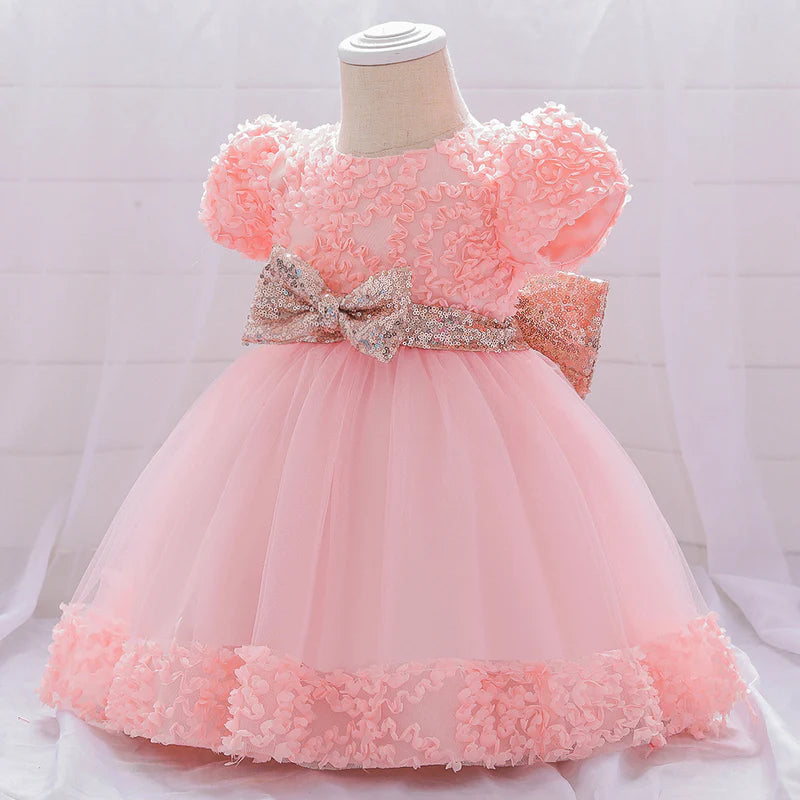 BABY GIRLS BIRTHDAY PARTY DRESSES INFANT CUTE BOW FLUFFY FORMAL PRINCESS DRESS