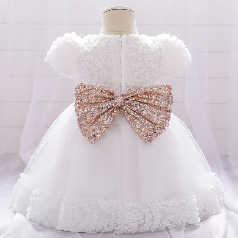 BABY GIRLS BIRTHDAY PARTY DRESSES INFANT CUTE BOW FLUFFY FORMAL PRINCESS DRESS