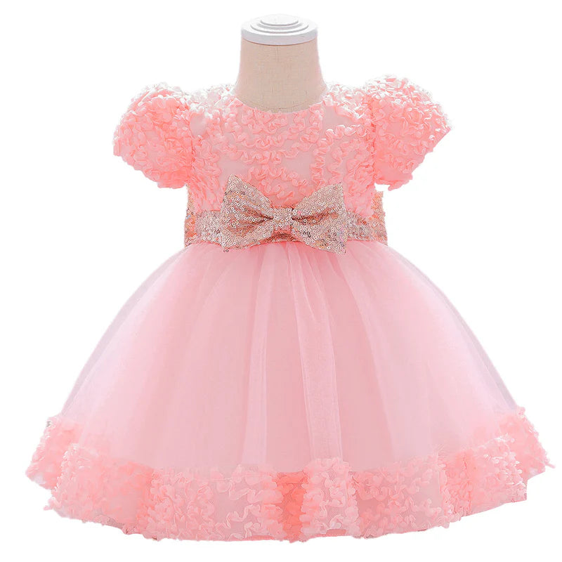 BABY GIRLS BIRTHDAY PARTY DRESSES INFANT CUTE BOW FLUFFY FORMAL PRINCESS DRESS