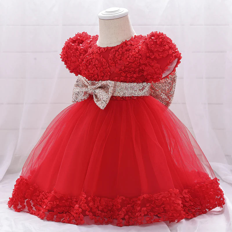 BABY GIRLS BIRTHDAY PARTY DRESSES INFANT CUTE BOW FLUFFY FORMAL PRINCESS DRESS