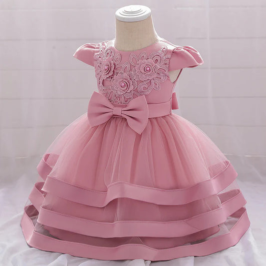 INFANT BIRTHDAY DRESSES BABY GIRL BOW-KNOT CAKE FORMAL PARTY DRESS