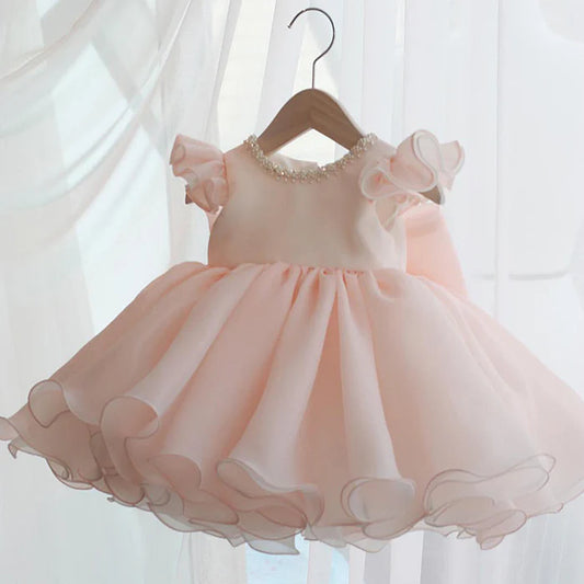 GIRL BIRTHDAY DRESSES TODDLER PINK PUFFY PARTY FORMAL PRINCESS DRESS