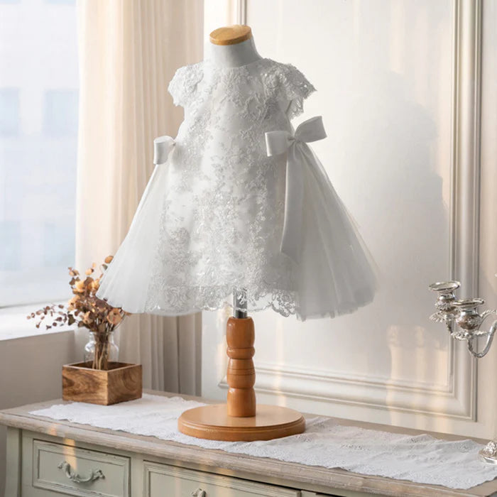 BAPTISM DRESSES BABY GIRL BIRTHDAY PARTY DRESS SUMMER WHITE FLOWER GIRL DRESS