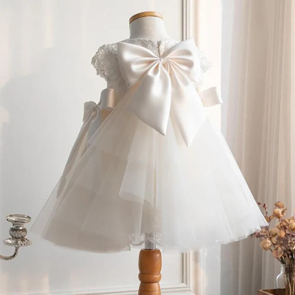 BAPTISM DRESSES BABY GIRL BIRTHDAY PARTY DRESS SUMMER WHITE FLOWER GIRL DRESS