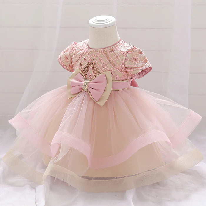 INFANT BIRTHDAY DRESSES BABY GIRL SEQUIN EMBROIDERED PUFFY PROM DRESS