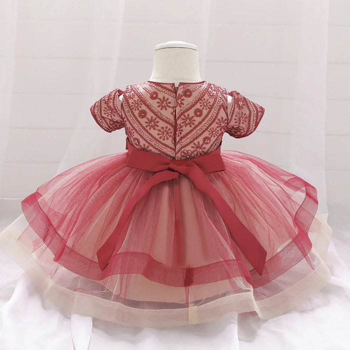 INFANT BIRTHDAY DRESSES BABY GIRL SEQUIN EMBROIDERED PUFFY PROM DRESS