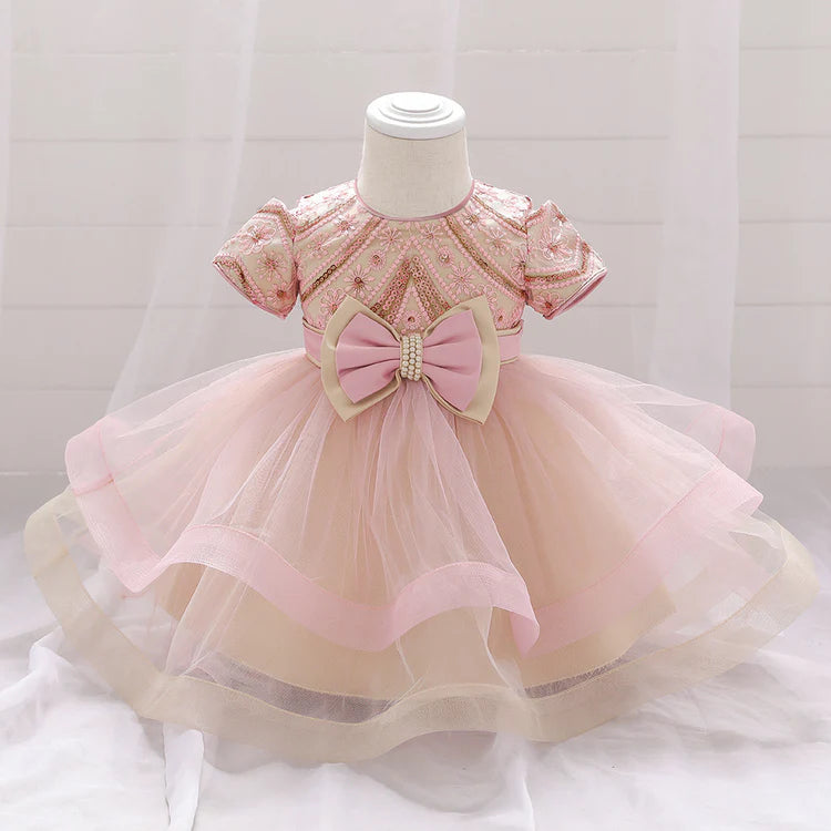 INFANT BIRTHDAY DRESSES BABY GIRL SEQUIN EMBROIDERED PUFFY PROM DRESS