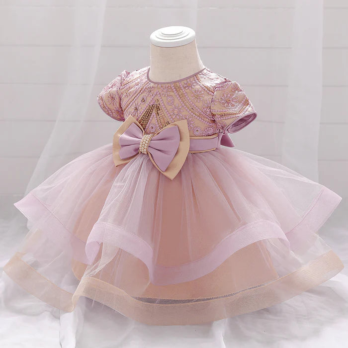 INFANT BIRTHDAY DRESSES BABY GIRL SEQUIN EMBROIDERED PUFFY PROM DRESS