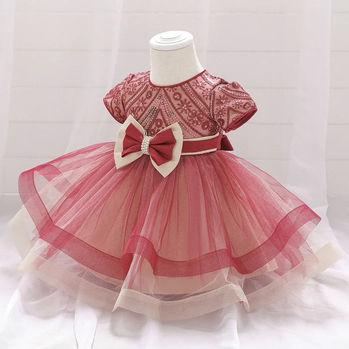 INFANT BIRTHDAY DRESSES BABY GIRL SEQUIN EMBROIDERED PUFFY PROM DRESS