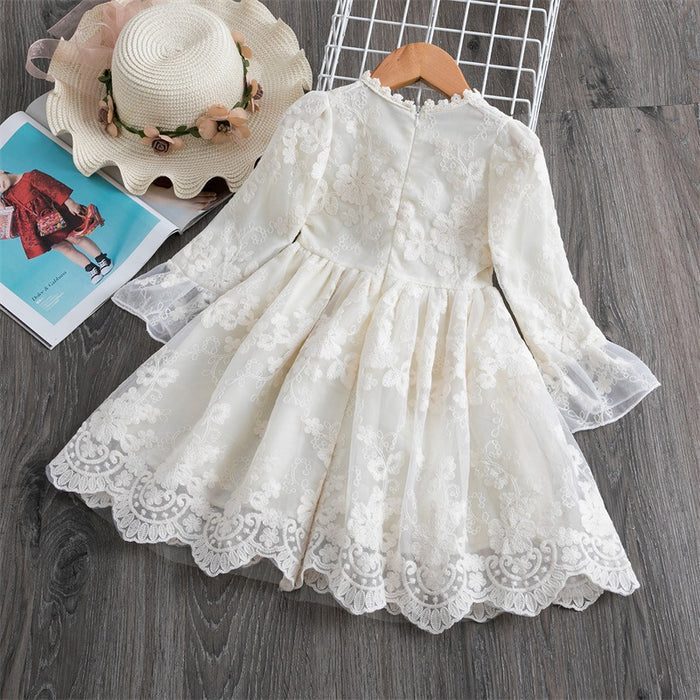 TODDLER GIRL LONG SLEEVE EMBROIDERY PRINCESS BIRTHDAY PARTY CHRISTMAS DRESS