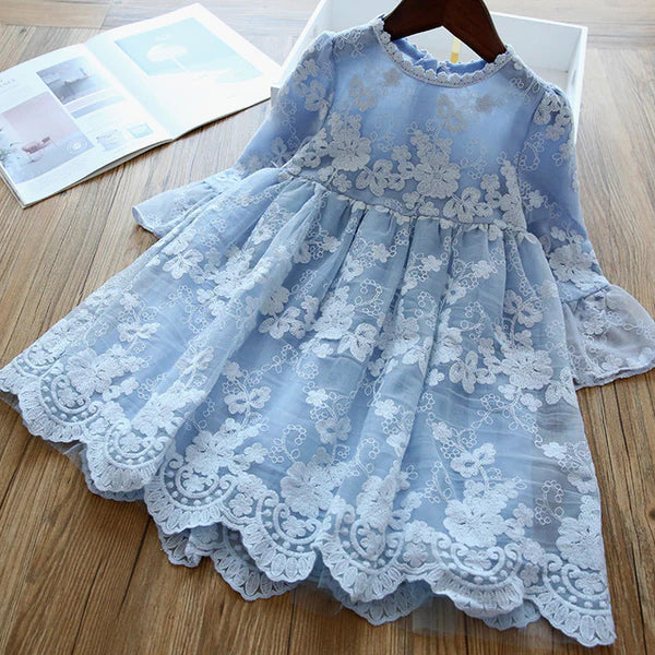 TODDLER GIRL LONG SLEEVE EMBROIDERY PRINCESS BIRTHDAY PARTY CHRISTMAS DRESS