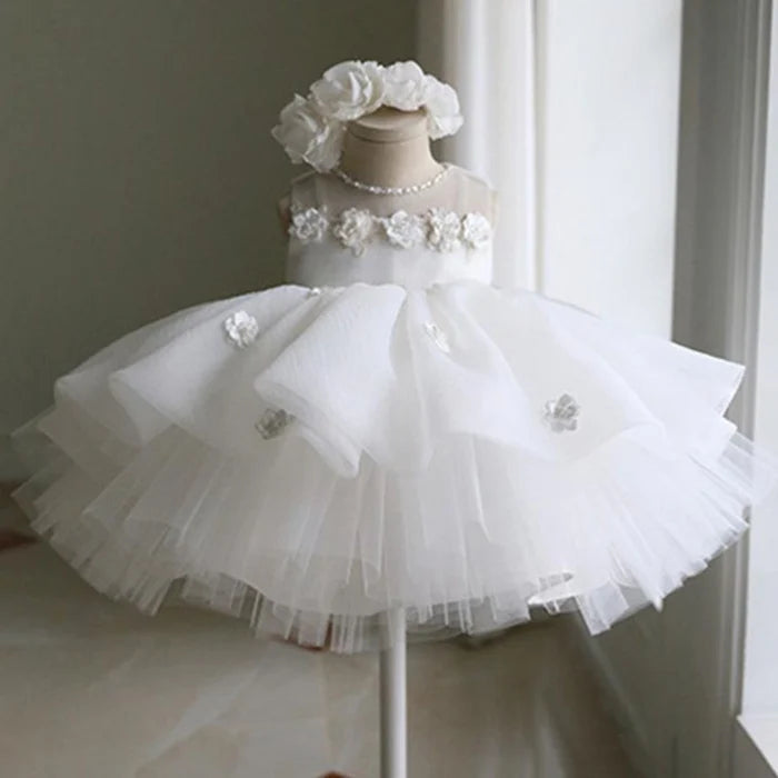 BAPTISM DRESSES BABY GIRL WHITE WEDDING LACE FLOWER GIRL DRESSES TODDLER BIRTHDAY PARTY DRESS