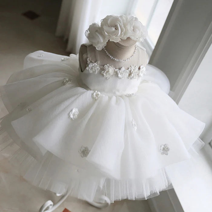 BAPTISM DRESSES BABY GIRL WHITE WEDDING LACE FLOWER GIRL DRESSES TODDLER BIRTHDAY PARTY DRESS