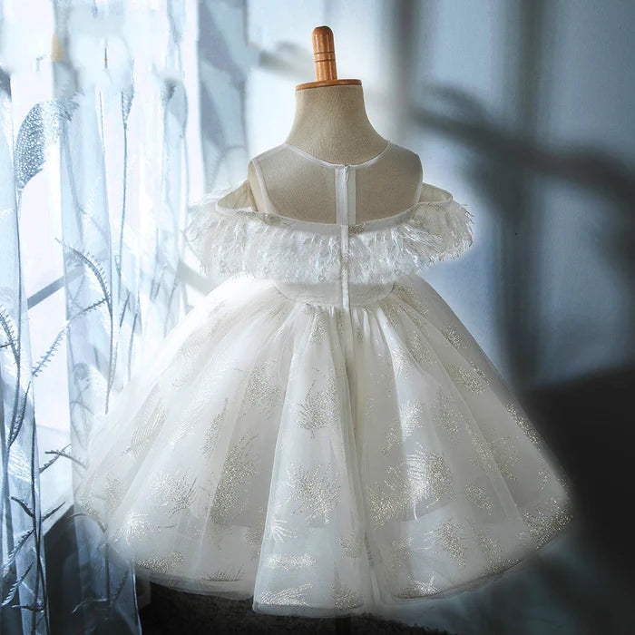 FLOWER GIRL DRESSES BABY GIRL ELEGANT SLEEVELESS MESH PRINCESS CHRISTENING DRESS