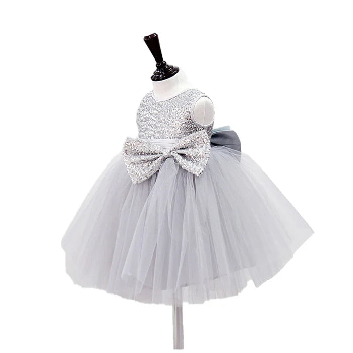 GIRL FORMAL PRINCESS DRESSES BABY GIRL GRAY SEQUIN SLEEVELESS PUFFY BIRTHDAY PARTY DRESSES TODDLER BALL GOWNS PROM DRESS