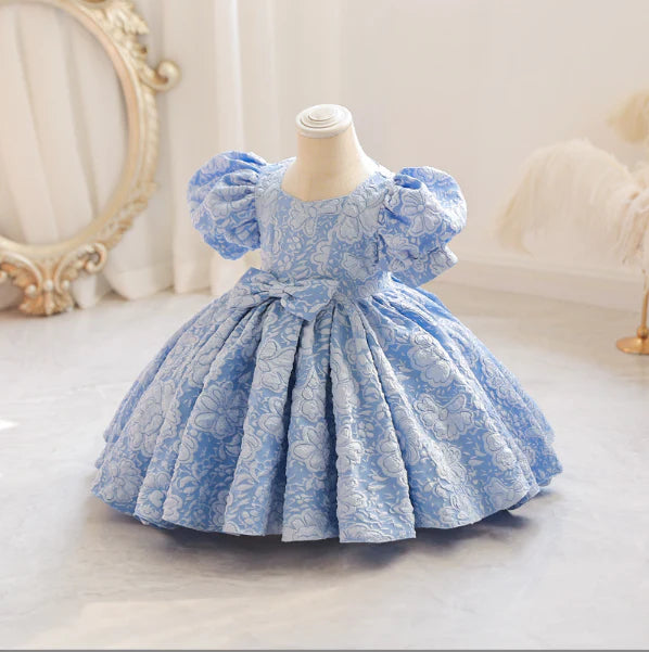 M127 6-24-Months 1-6 Years Cute 3D Pattern Bow Baby Girl Dress Birthday Party Wedding Dress For Girl Palace Princess Evening Dresses