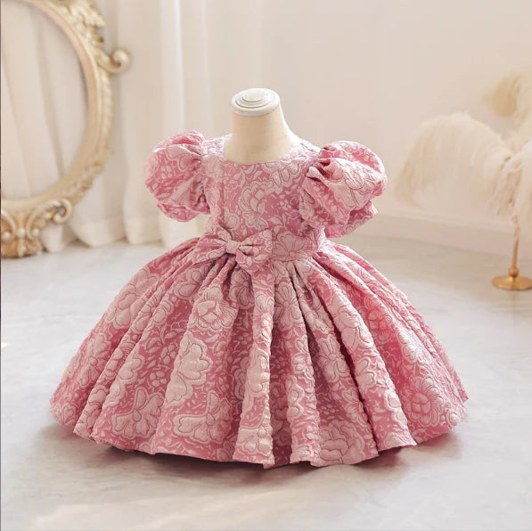 M127 6-24-Months 1-6 Years Cute 3D Pattern Bow Baby Girl Dress Birthday Party Wedding Dress For Girl Palace Princess Evening Dresses