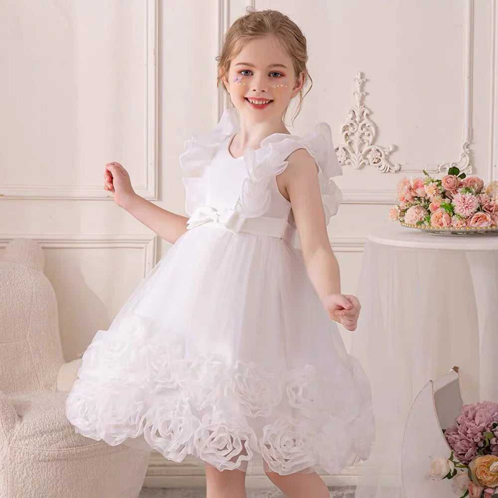 Kids Flower Birthday Dress For Toodler Elegant Wedding Dress