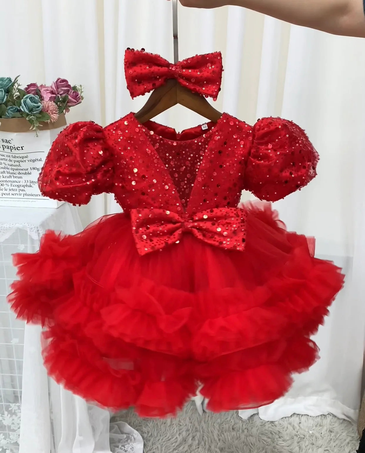 C001 CUSTOMIZED MODEL GIRL FORMAL DRESSES AUTUMN CUTE PAGEANT SEQUINS LONG SLEEVE PRINCESS DRESSES