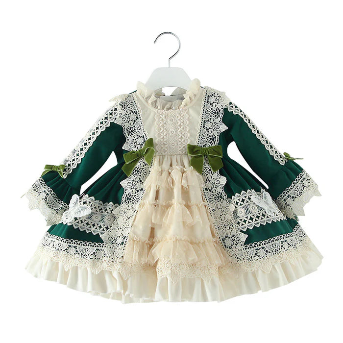 BABY GIRL FIRST COMMUNION DRESS TODDLER BIRTHDAY PARTY LACE FLORAL CAKE FORMAL DRESS