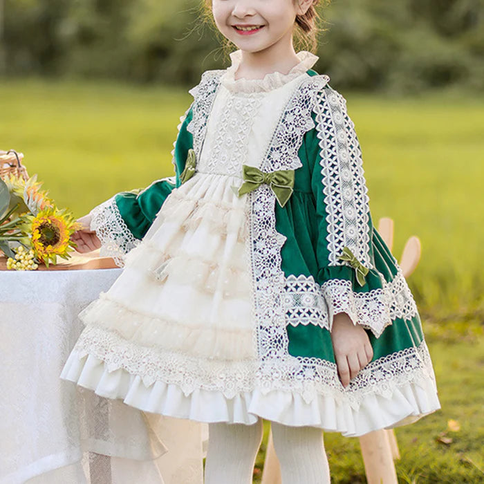 BABY GIRL FIRST COMMUNION DRESS TODDLER BIRTHDAY PARTY LACE FLORAL CAKE FORMAL DRESS