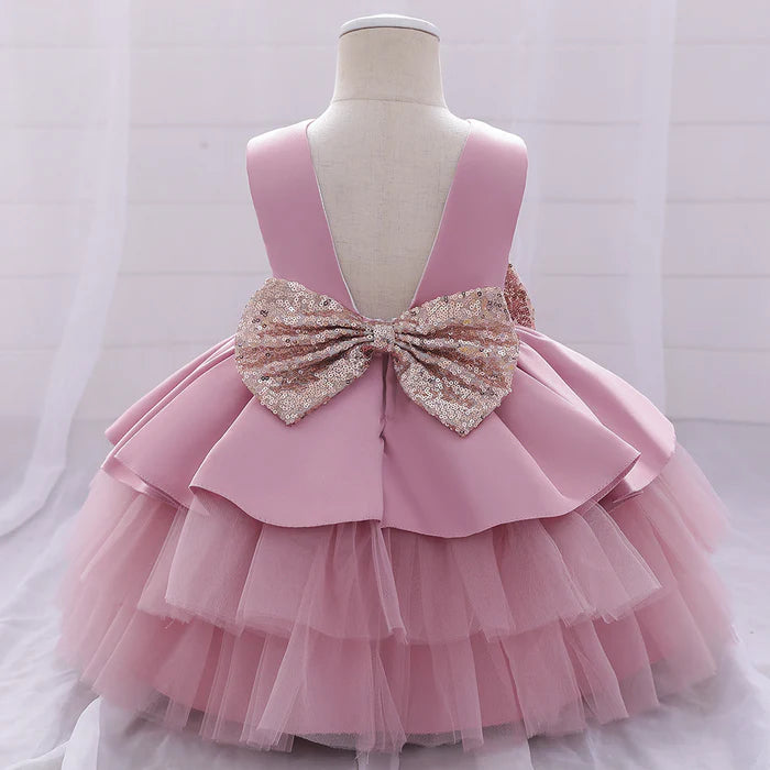 BABY GIRL PRINCESS DRESS TODDLER SEQUINED BOW BIRTHDAY PARTY DRESS