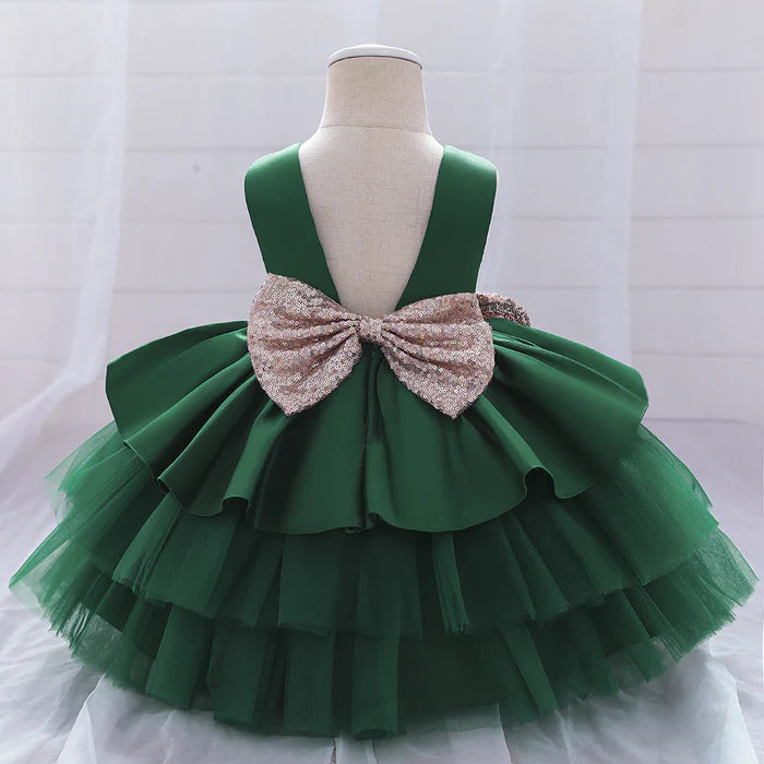 BABY GIRL PRINCESS DRESS TODDLER SEQUINED BOW BIRTHDAY PARTY DRESS