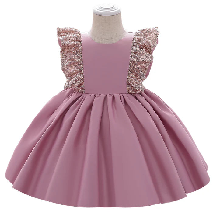 BABY GIRL BIRTHDAY PARTY DRESSES TODDLER SUMMER CUTE SEQUINS BOW GOWNS PRINCESS DRESS