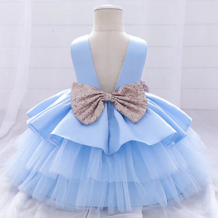 BABY GIRL PRINCESS DRESS TODDLER SEQUINED BOW BIRTHDAY PARTY DRESS