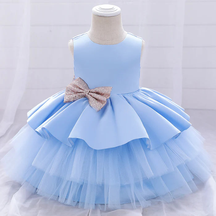 BABY GIRL PRINCESS DRESS TODDLER SEQUINED BOW BIRTHDAY PARTY DRESS