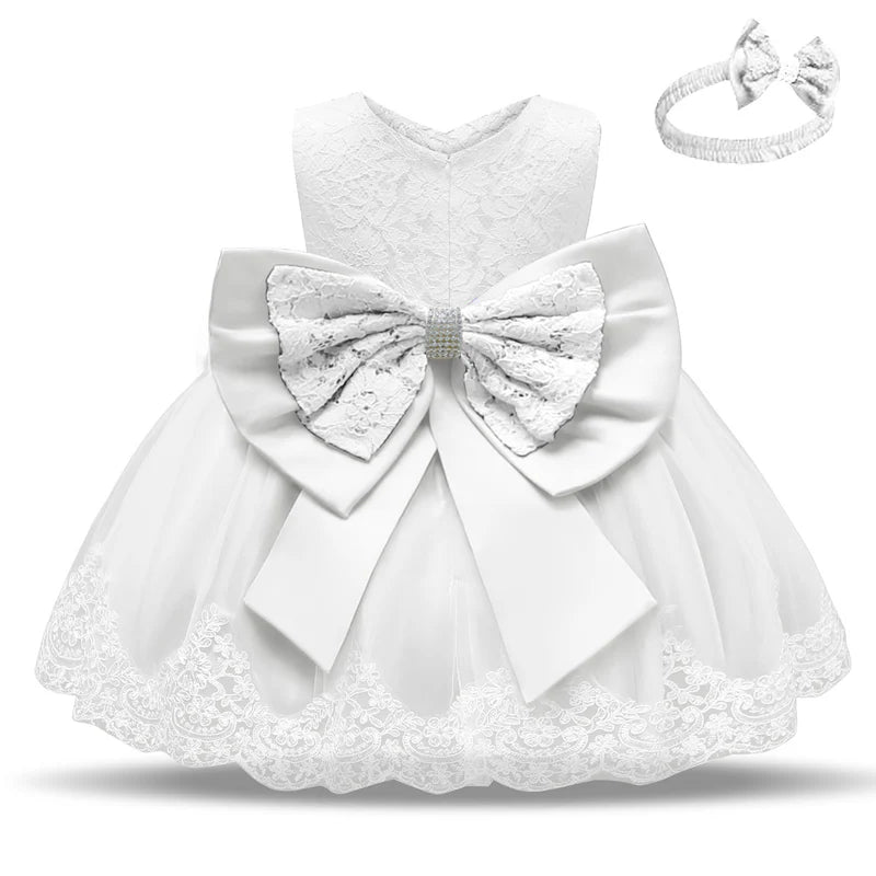 BABY GIRL BIRTHDAY PARTY DRESSES GIRL LACE EMBROIDERY BOW-KNOT DRESS TODDLER PROM DRESS